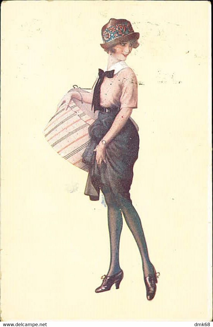 MEUNIER SIGNED 1910s POSTCARD - PARISIAN GIRLS - ANNULLO VERIF. PER CENSURA 16 REGG. FANTERIA - POSTA MILITARE  ( 3688) - Meunier, S.
