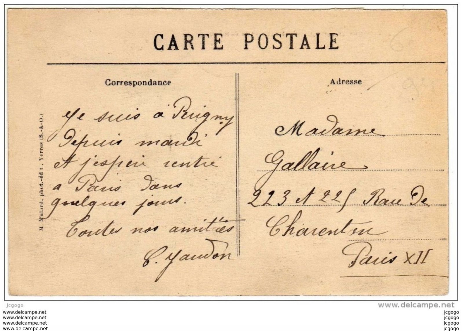 PERIGNY.  Le Moulin Et Le Coteau    Carte écrite En 1914    2 Scans  TBE - Perigny