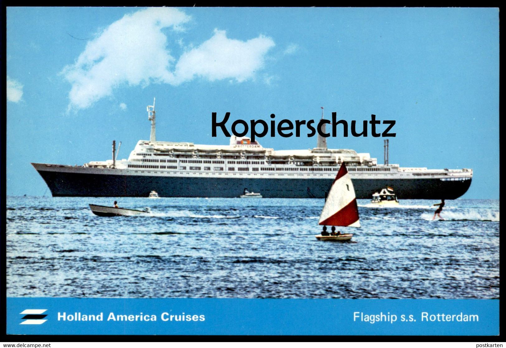 ÄLTERE POSTKARTE HOLLAND AMERICA CRUISES FLAGSHIP S.S. ROTTERDAM SCHIFF WASSERSKI Water Ski Nautique Waterski Postcard - Water-skiing