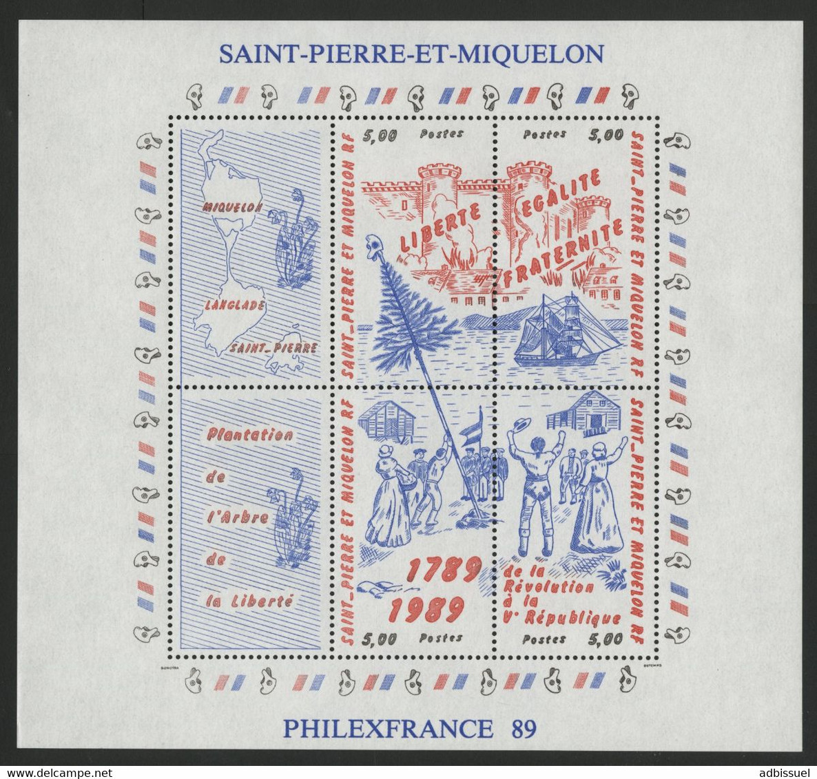 SAINT PIERRE ET MIQUELON BLOC FEUILLET N° 3 Neuf ** Bicentenaire De La Révolution. Cote 11,50 € TB - Blocchi & Foglietti