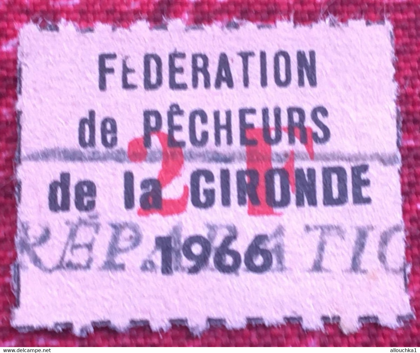 1966-Vignette Fédérale Des Pecheurs☛ Gironde 33  -☛Erinnophilie,Stamp,Timbre,Sticker-Aufkleber-Bollo-Viñeta - Sports