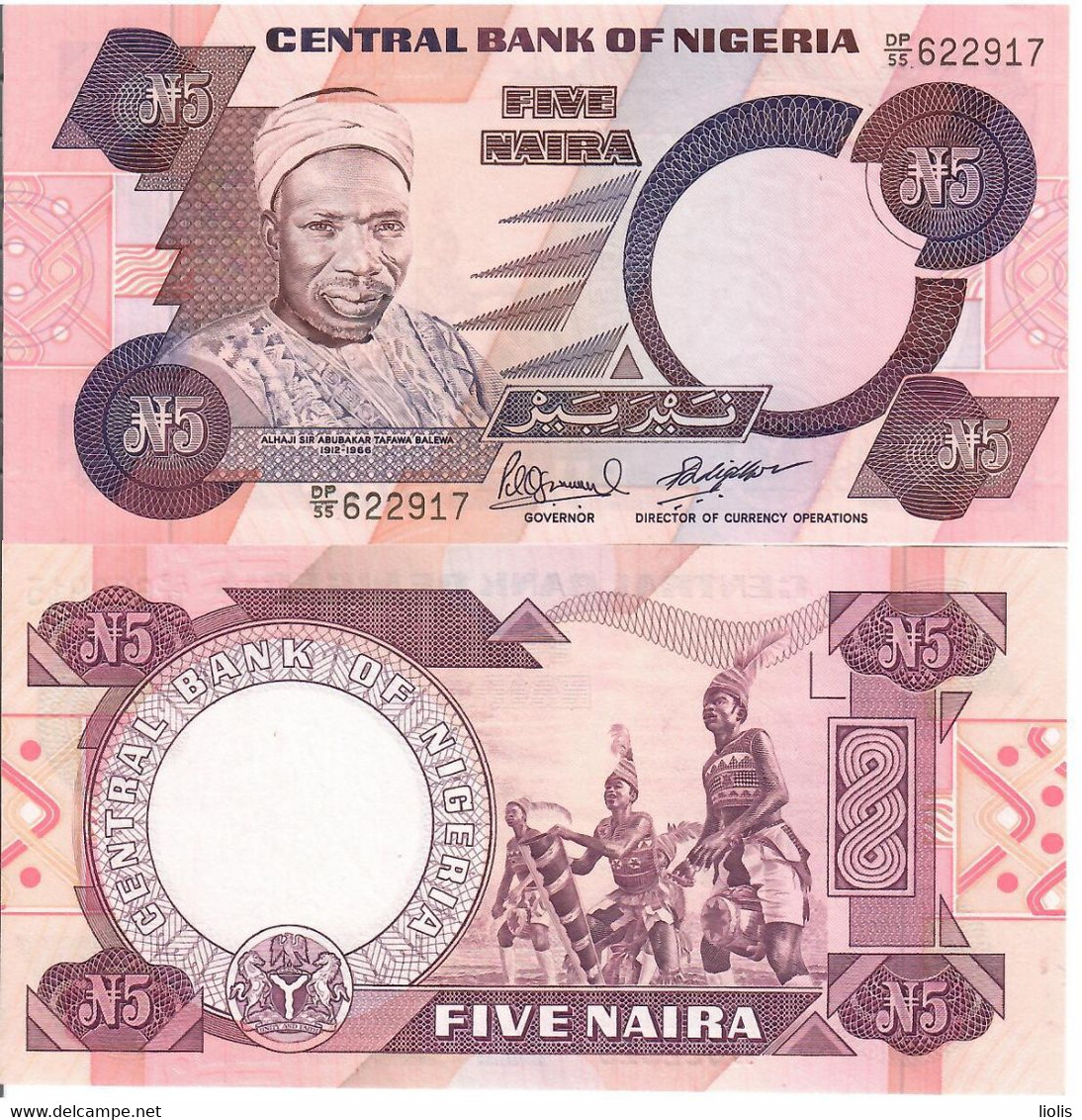 Nigeria P-24e  5 Naira  2 Sign.10  UNC - Nigeria