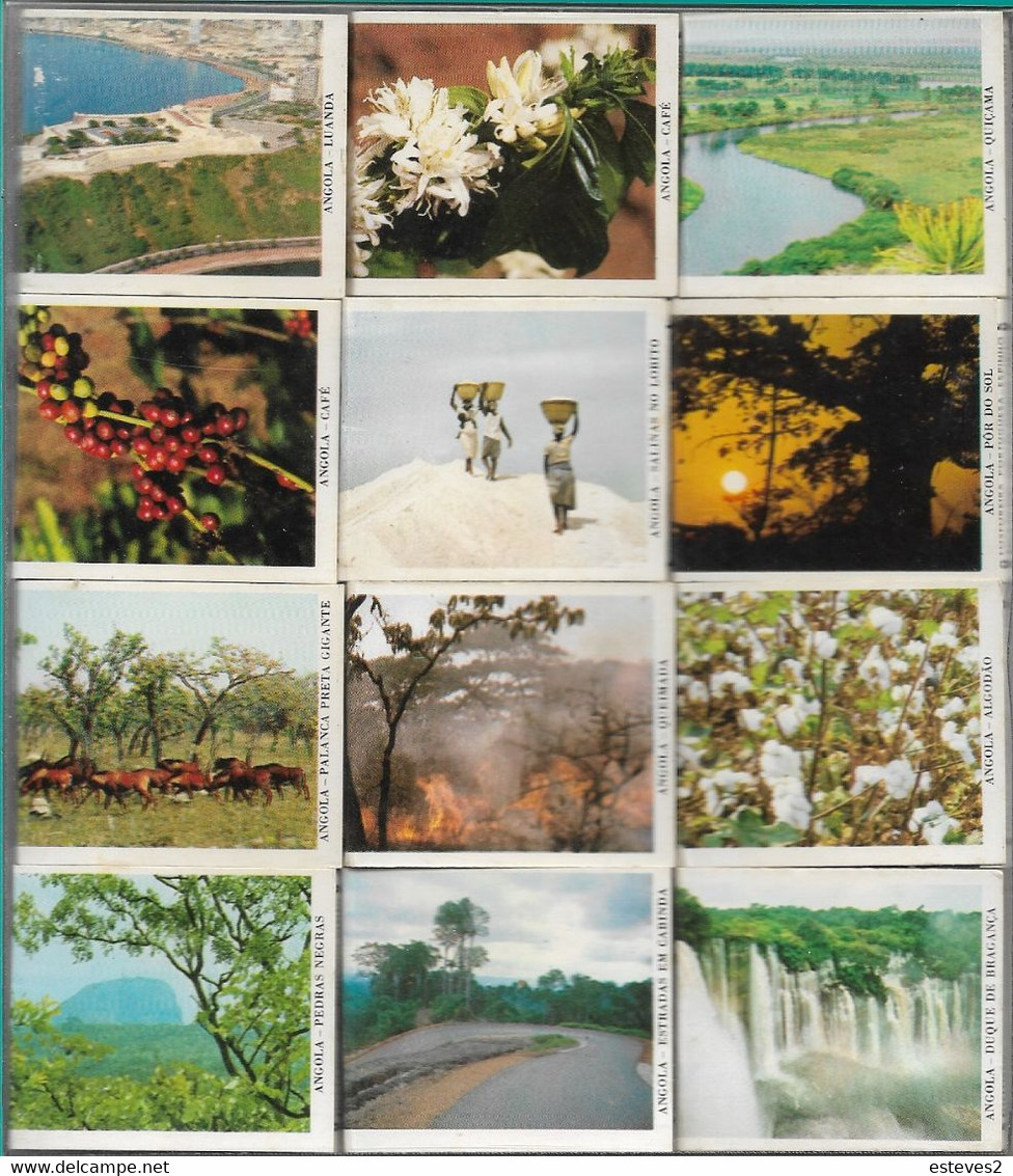 Banco De Angola , Before 1974 , 12 Full Matchboxes , Landscapes , In Original Acrylic Box - Boites D'allumettes