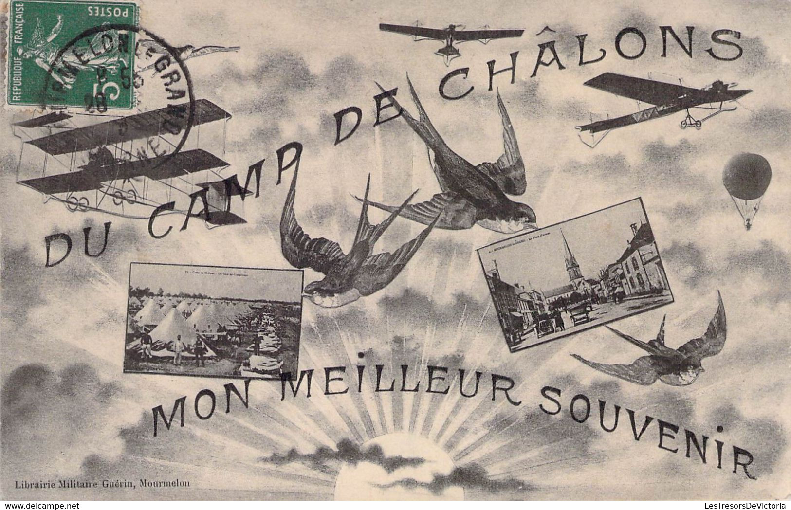 CPA SOUVENIRS DE - CAMP DE CHÂLONS - Hirondelle - Avion - Gruss Aus.../ Gruesse Aus...