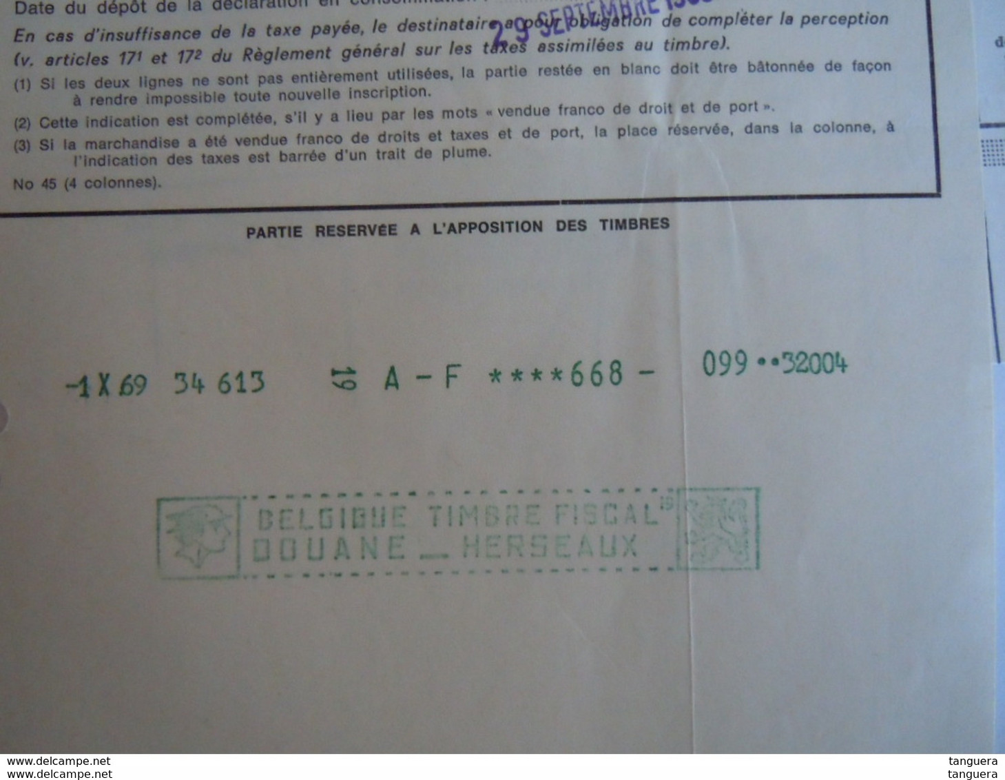 Mouscron 1969 Nuttin & Cie Transports Internationaux Facture Fiskale Zegels + Taxe De Transmission + Douane Herseaux - Automovilismo