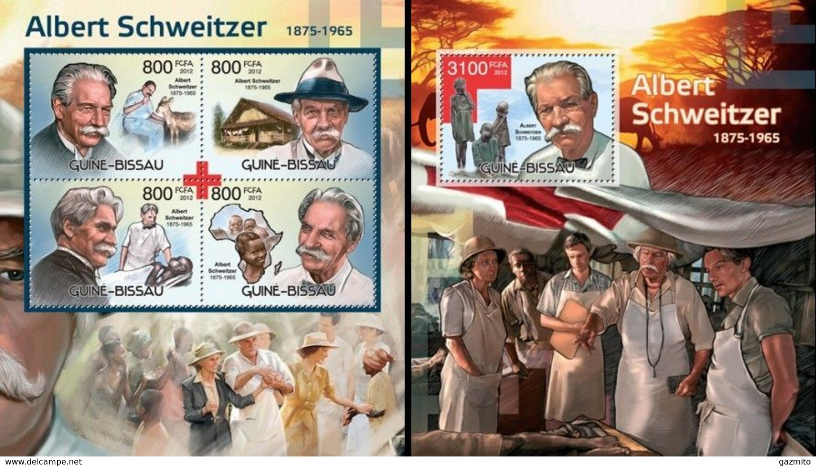 Guinea Bissau 2012, Albert Schweitzer, Red Cross, 4val In BF +BF - Albert Schweitzer