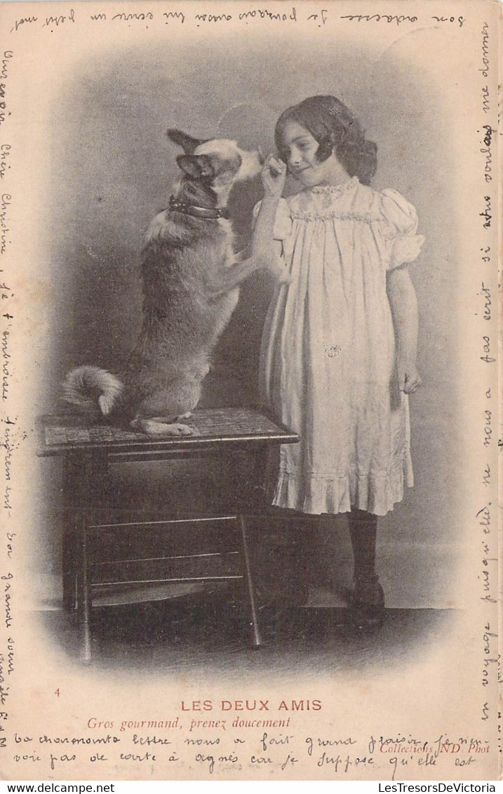 CPA ENFANT - Collection Les Deux Amis - N°4 Collection ND Photo - Dos Non Divisé - Chien Dressé Par Une Jeune Fille - Verzamelingen & Reeksen