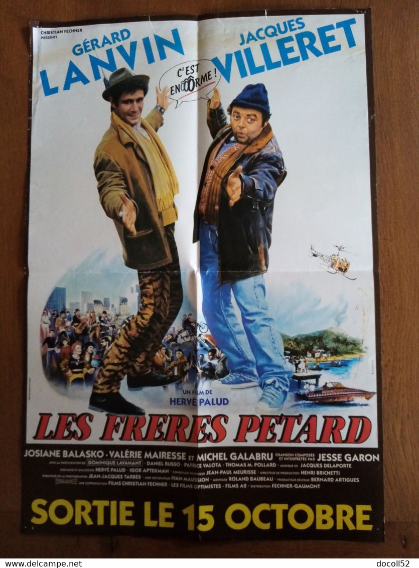 AFFICHE CINEMA ORIGINALE FILM LES FRERES PETARD 1986 GERARD LANVIN JACQUES VILLERET BALASKO 59.2CMX40.0CM DE HERVE PALUD - Affiches & Posters