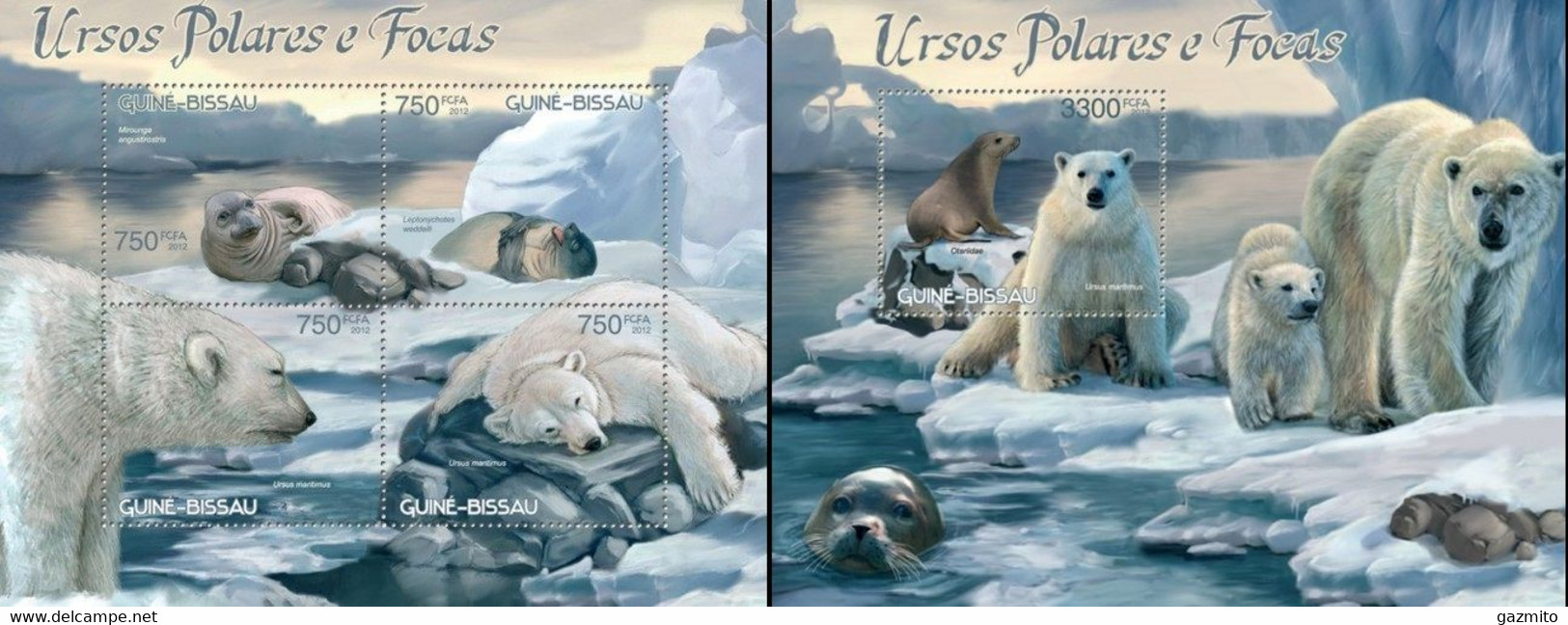 Guinea Bissau 2012, Animals, Polar Bears, Seals, 4val In BF +BF - Faune Arctique