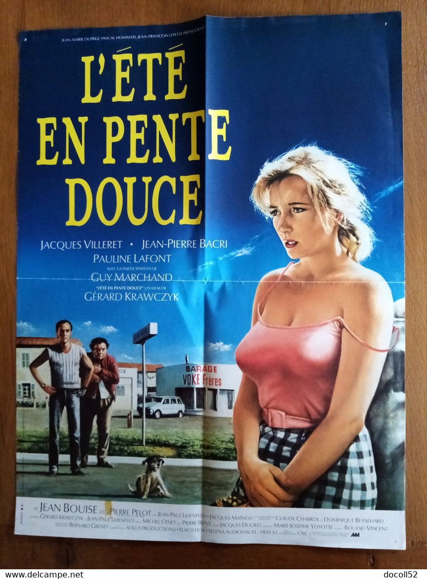 AFFICHE CINEMA ORIGINALE FILM L'ETE EN PENTE DOUCE 1986 VILLERET BACRI PAULINE LAFFONT 54.2CMX40.6CM DE GERARD KRAWCZYK - Affiches & Posters