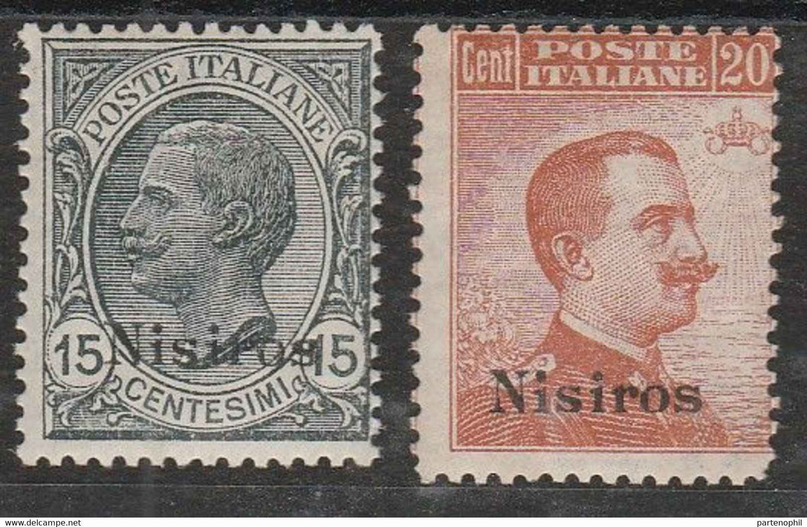 292 Nisiro  1921-22- Soprastampati “Nisiro” N. 10/11. Cat. € 750,00. SPLMNH - Egée (Lipso)