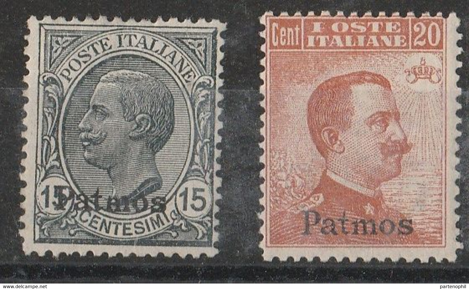 293 Patmo  1921-22- Soprastampati “Patmo” N. 10/11. Cat. € 870,00. SPLMNH - Aegean (Patmo)