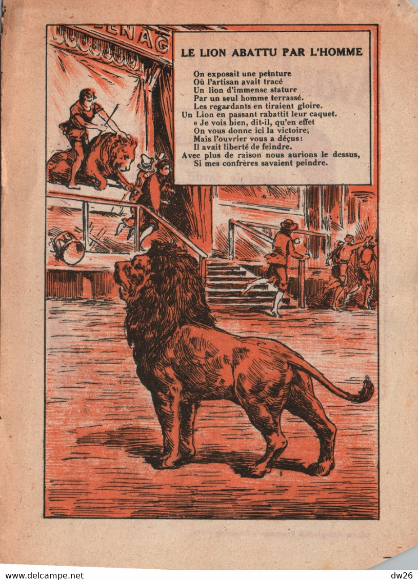 Publicité Blédine Jacquemaire - Fable De La Fontaine Illustrée: Le Lion Abattu Par L'Homme - Reclame