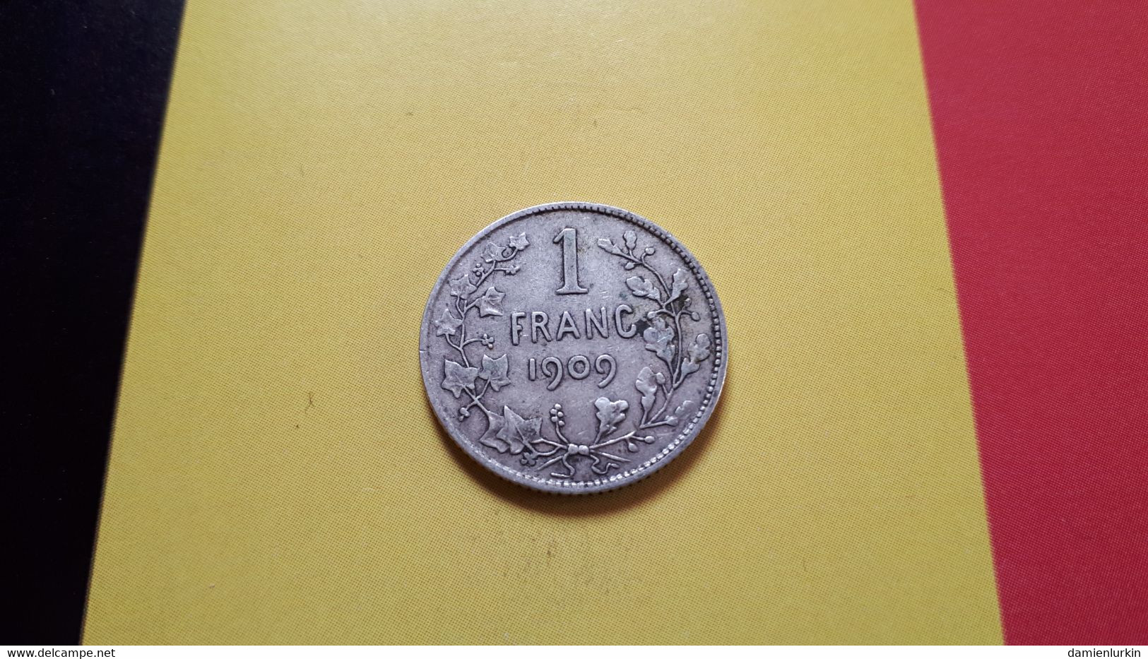 BELGIQUE LEOPOLD II 1 FRANC 1909 SANS POINT ARGENT/ZILVER/SILBER/SILVER COTES : 6€-12€-45€-125€ - 1 Franc
