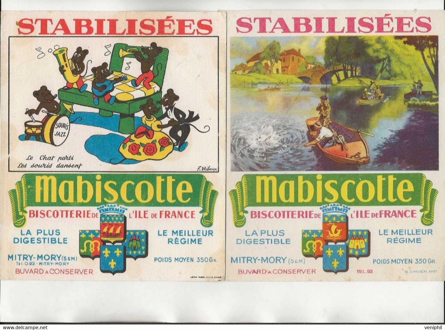 LOT DE 3 BUVARDS "MABISCOTTE " BISCOTTERIE DE L'ILE DE FRANCE " MITRY-MORY S-M- - Biscottes