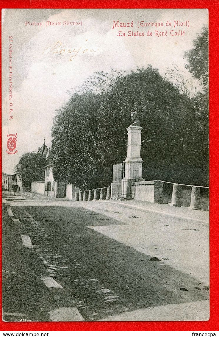 8580 - DEUX SEVRES - MAUZE - La Statue De René Caillé - Dos Non Divisé - Mauze Sur Le Mignon