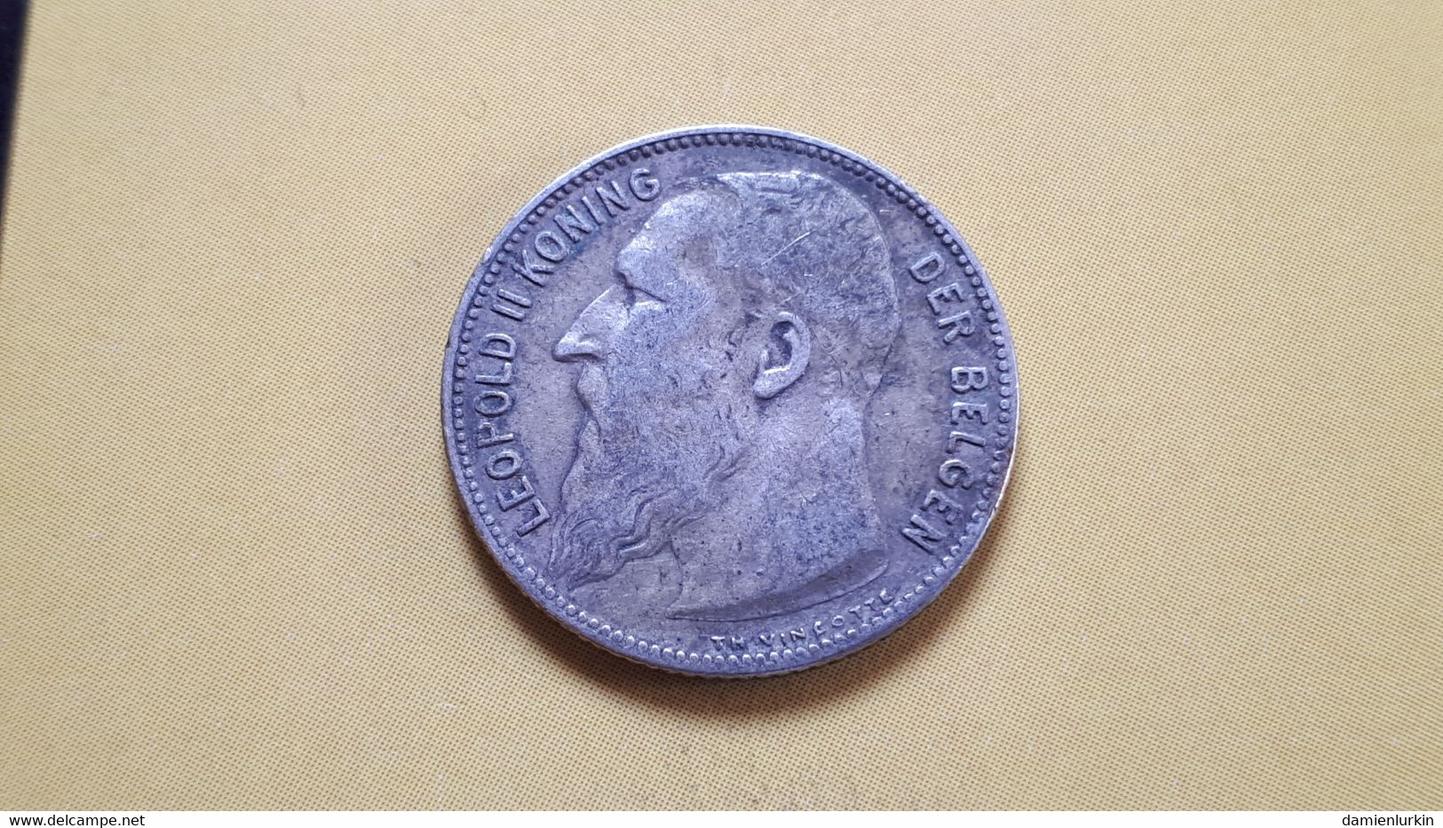 BELGIQUE LEOPOLD II 1 FRANC 1909 VL SANS POINT ARGENT/ZILVER/SILBER/SILVER COTES : 6€-12€-45€-125€ - 1 Franc