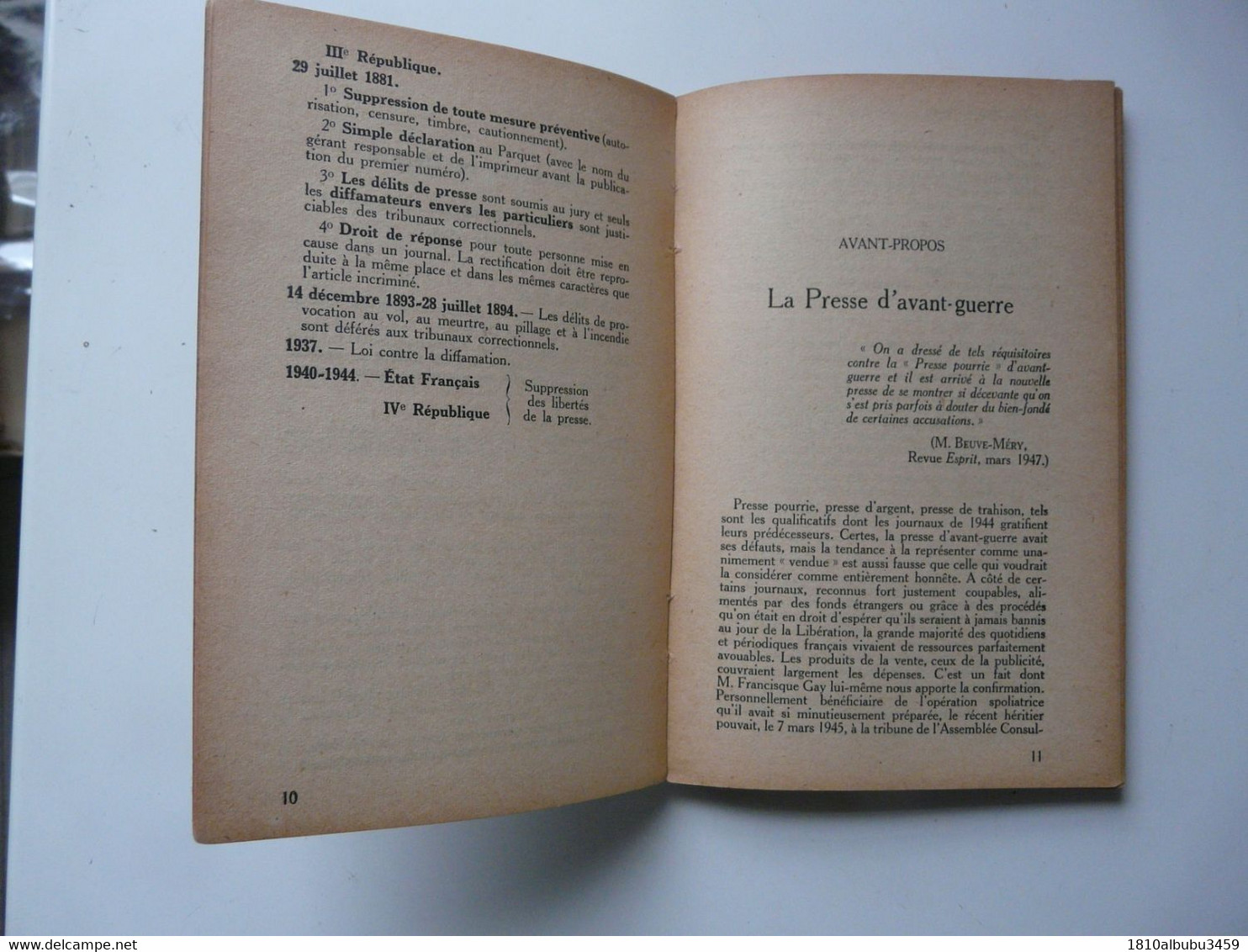 CAHIERS DE LA FRANCE LIBEREE - LES NAUFRAGEURS DE LA PRESSE 1948 - Sociologie