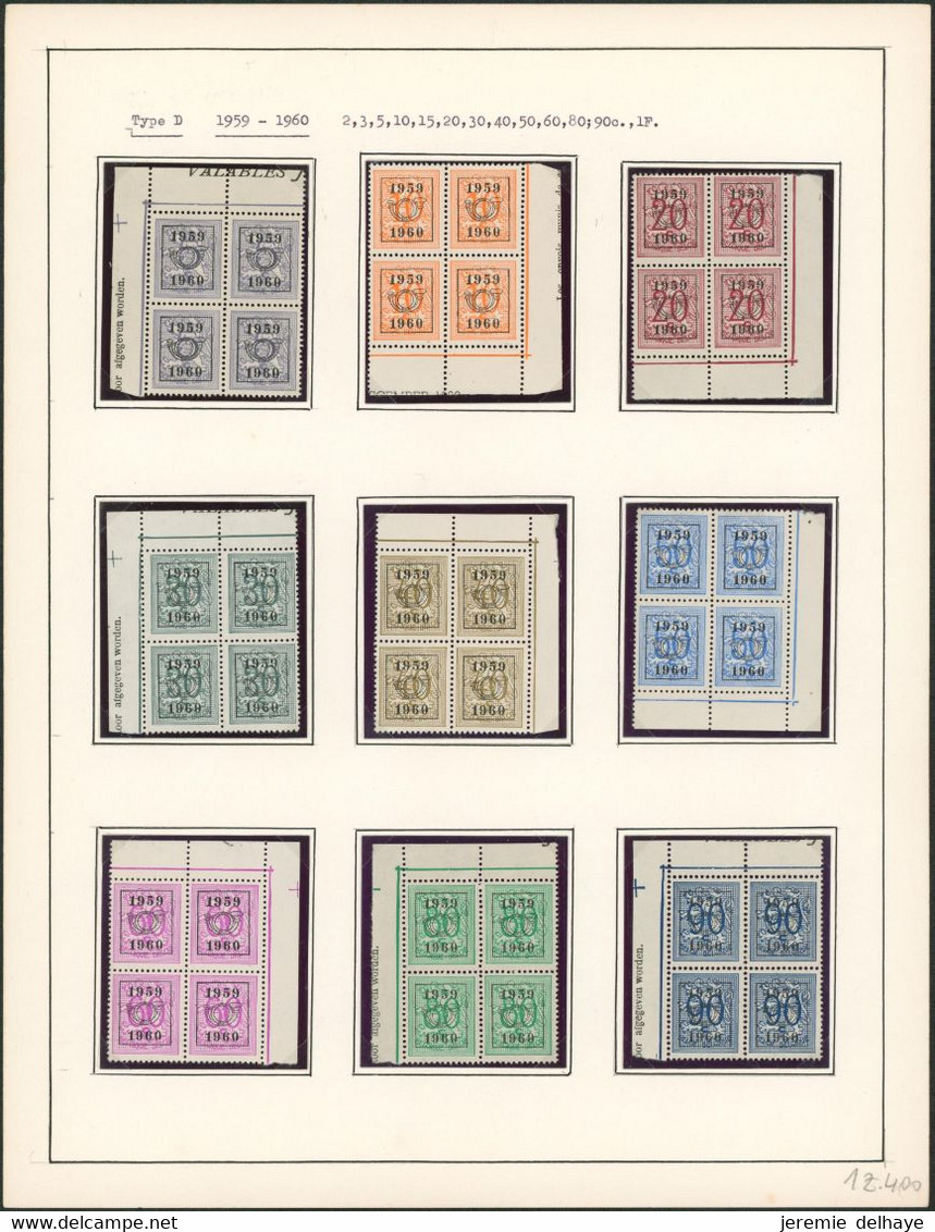 Collection Monté Sur Feuilles (Majorité Bloc De 4**) - Type D 1955 à 1966 Jusqu'a 1967 / Côte 1600e +, Superbe ! - Sobreimpresos 1951-80 (Chifras Sobre El Leon)