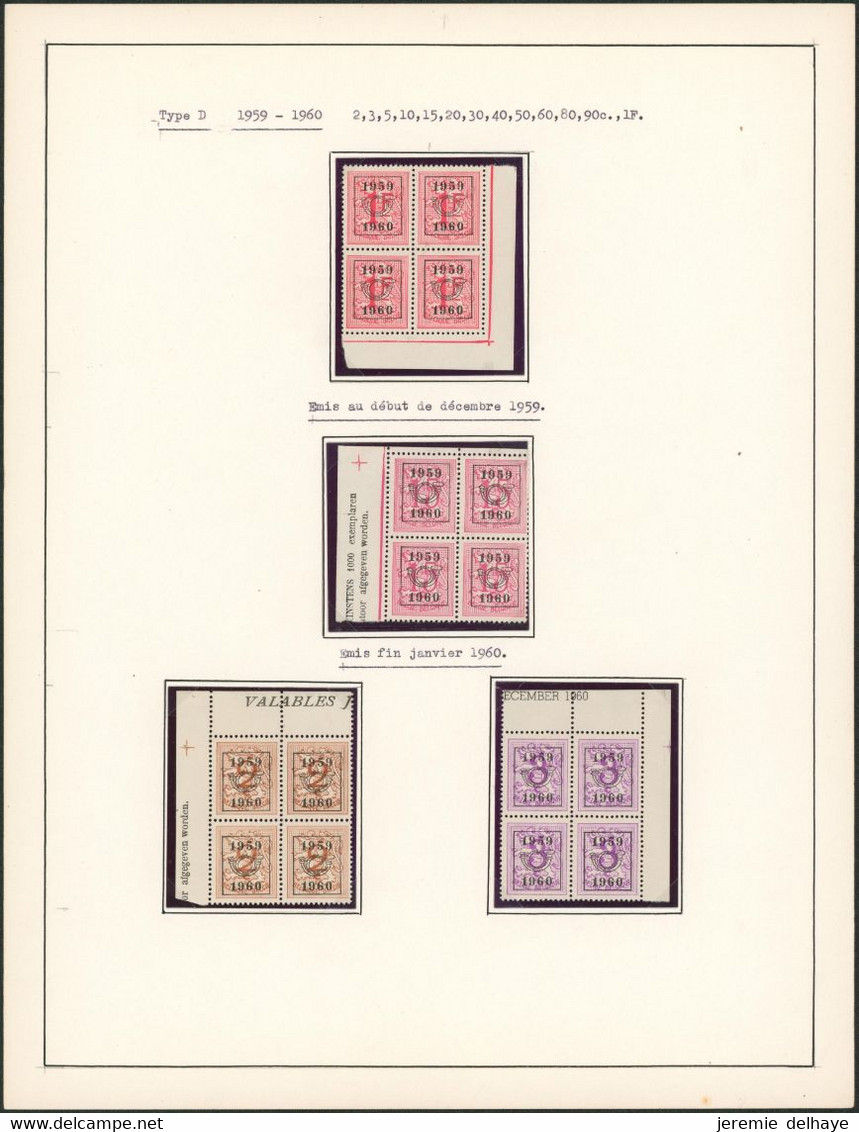 Collection Monté Sur Feuilles (Majorité Bloc De 4**) - Type D 1955 à 1966 Jusqu'a 1967 / Côte 1600e +, Superbe ! - Typografisch 1951-80 (Cijfer Op Leeuw)