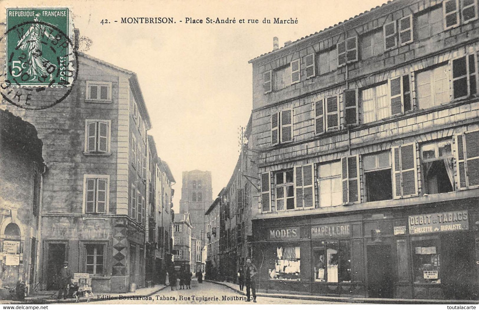 CPA  42 MONTBRISON PLACE ST ANDRE ET RUE DU MARCHE - Montbrison