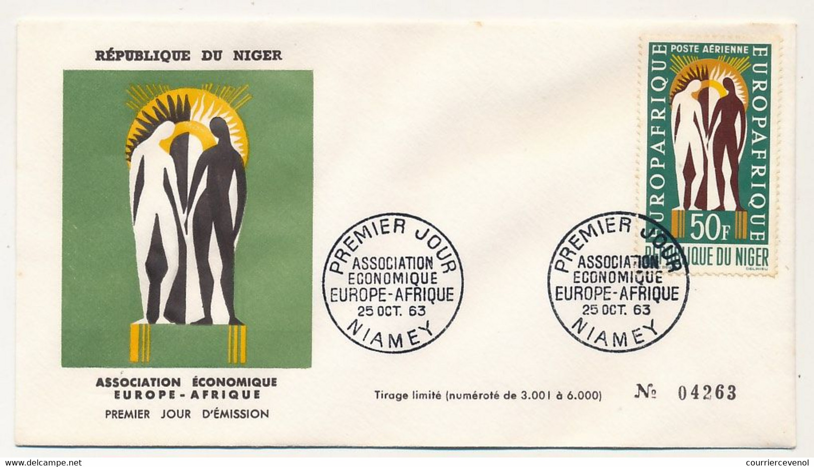 NIGER - Enveloppe FDC - 50F Association économique Europafrique - NIAMEY - 25 Octobre 1963 - Niger (1960-...)