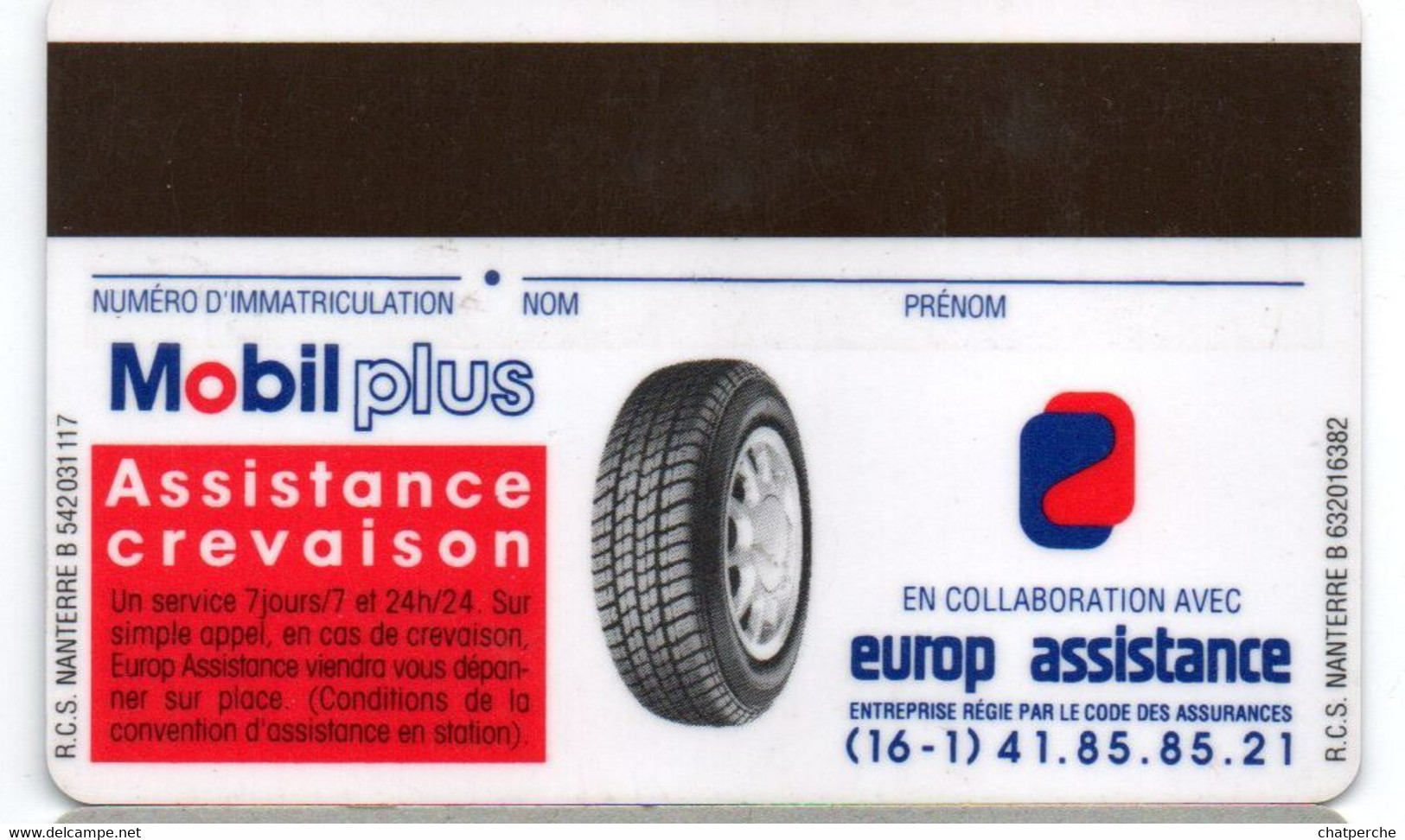 CARTE LAVAGE CARBURANT MOBIL PLUS BANDE MAGNETIQUE POUR COLLECTIONNEUR - Car-wash