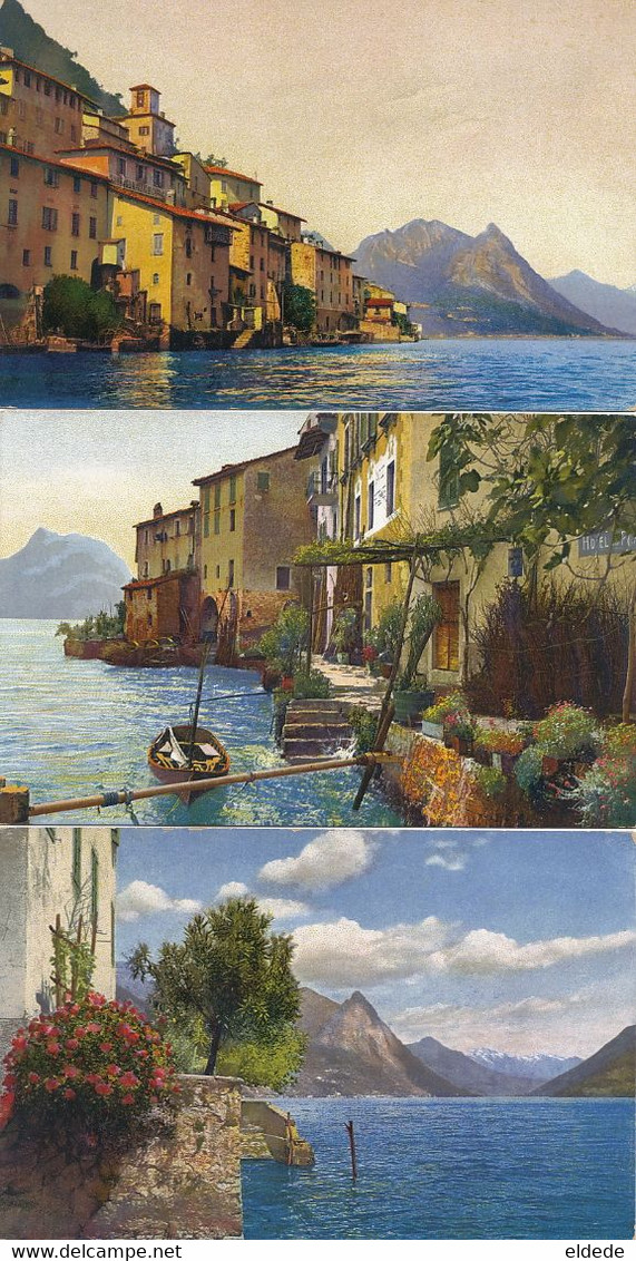 7 Cards Hand Colored Gandria Lago Di Lugano Photochromie - Gandria 