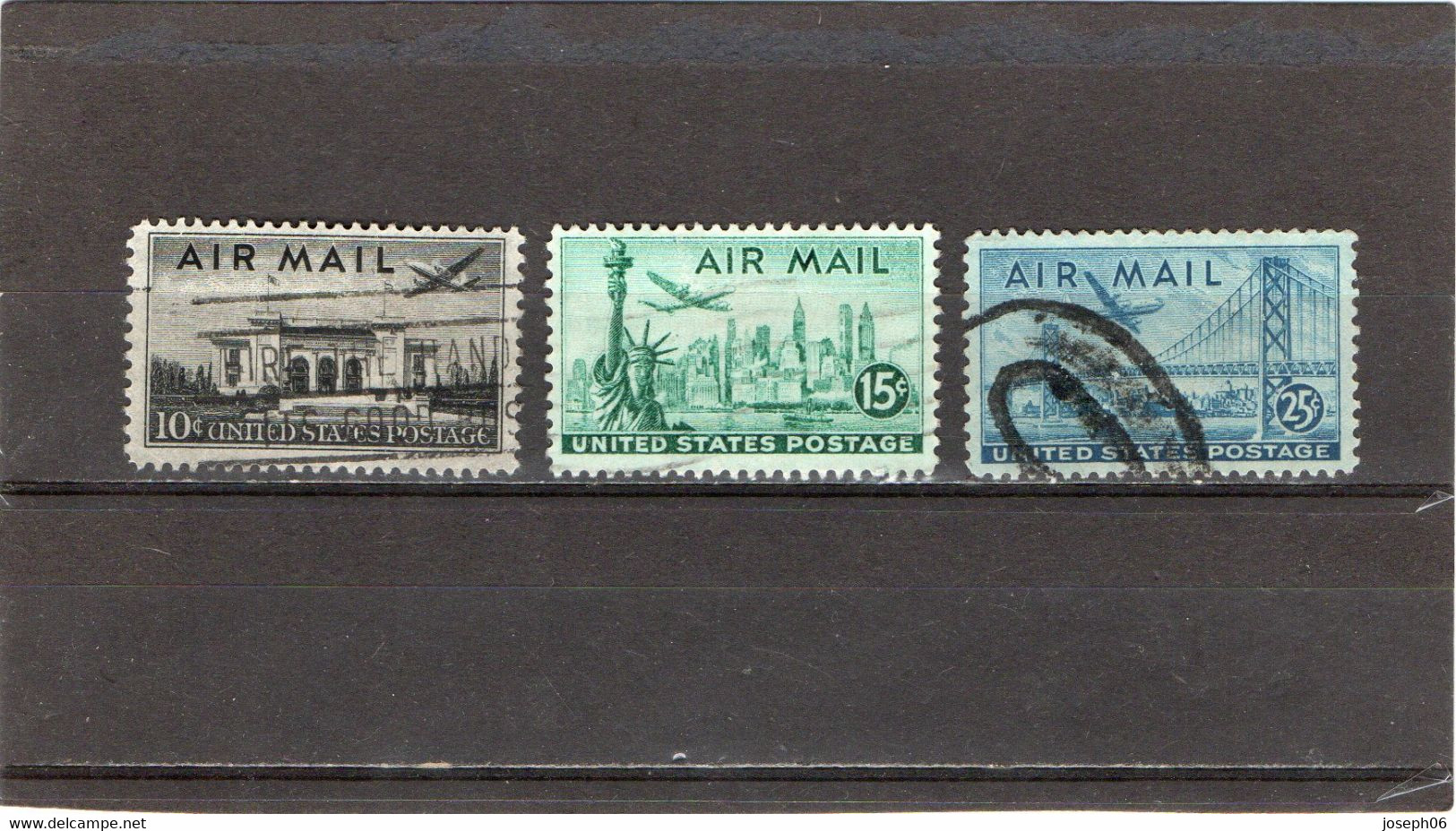 ETATS - UNIS   1947  Poste Aérienne  Y.T. N° 36  37  38  Oblitéré - 2a. 1941-1960 Usados