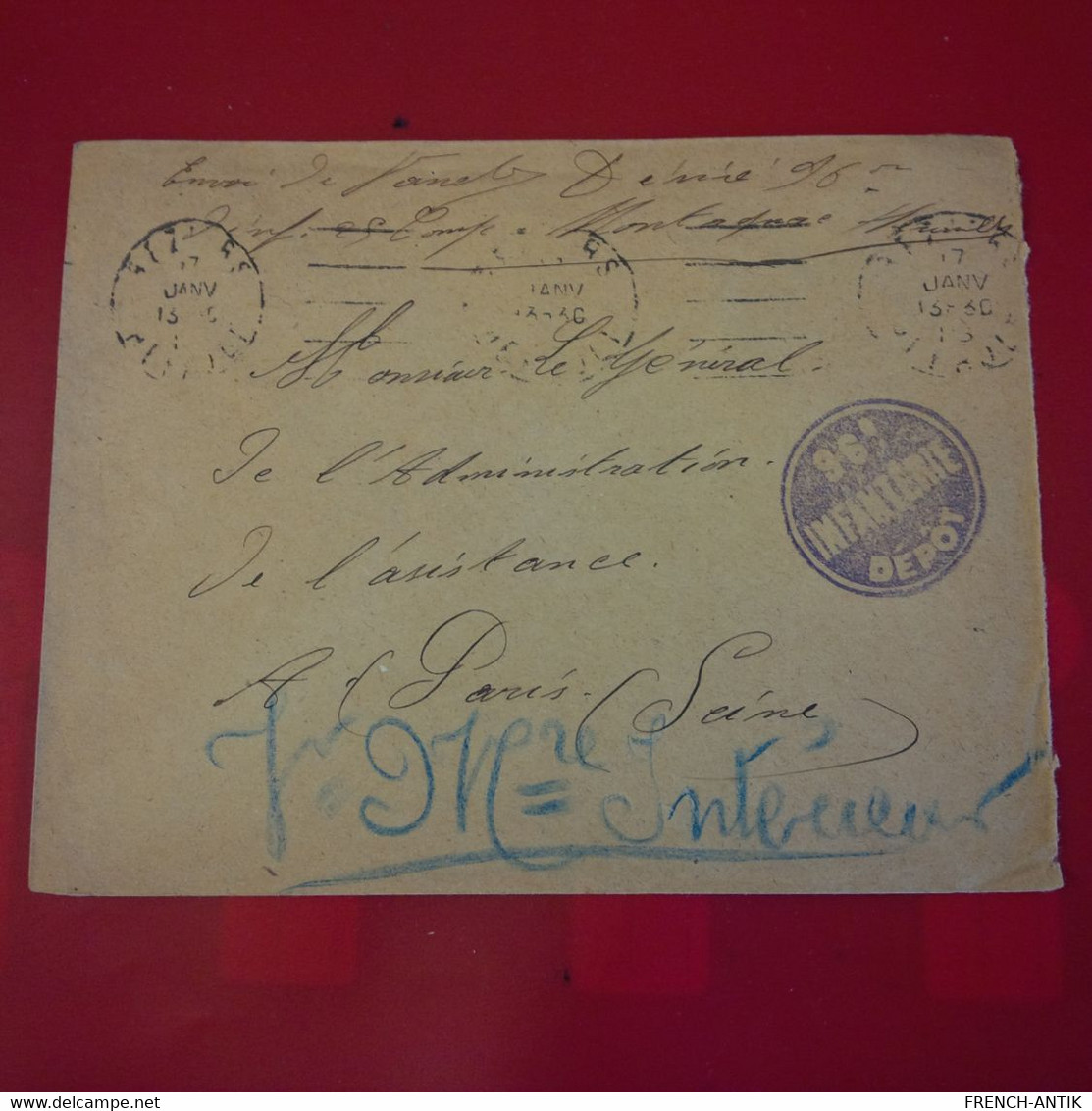 LETTRE BEZIERS POUR PARIS CACHET 96 E D INFANTERIE DEPOT - Brieven En Documenten