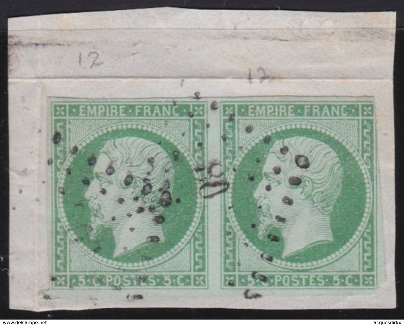 France   .    Y&T   .   12   Paire  (2 Scans)      .     O   .     Oblitéré - 1853-1860 Napoléon III