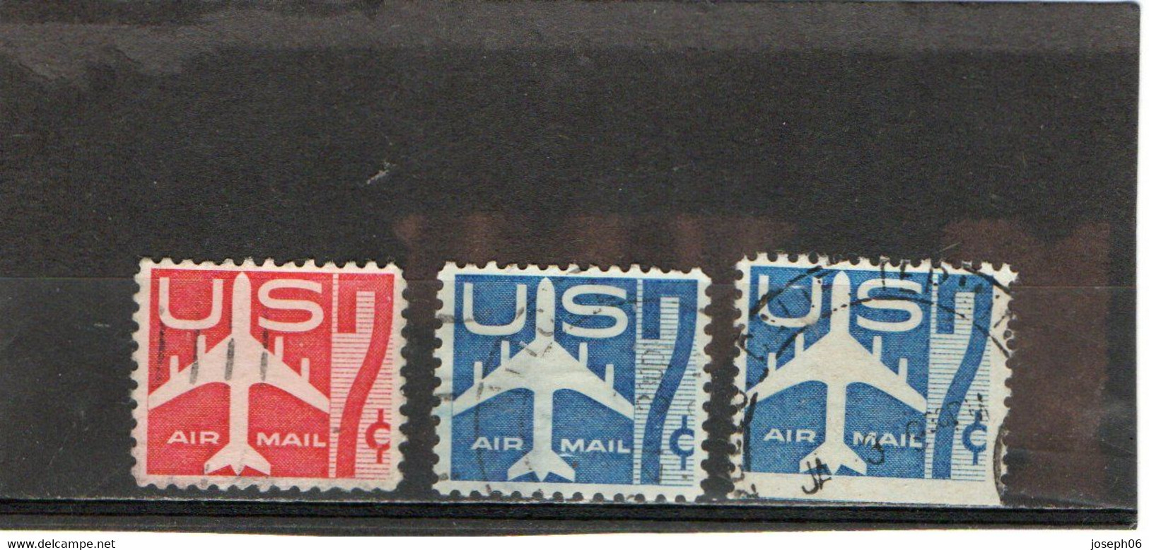 ETATS - UNIS    1958-60  Poste Aérienne  Y.T. N° 50  50a  51  Oblitéré - 2a. 1941-1960 Oblitérés