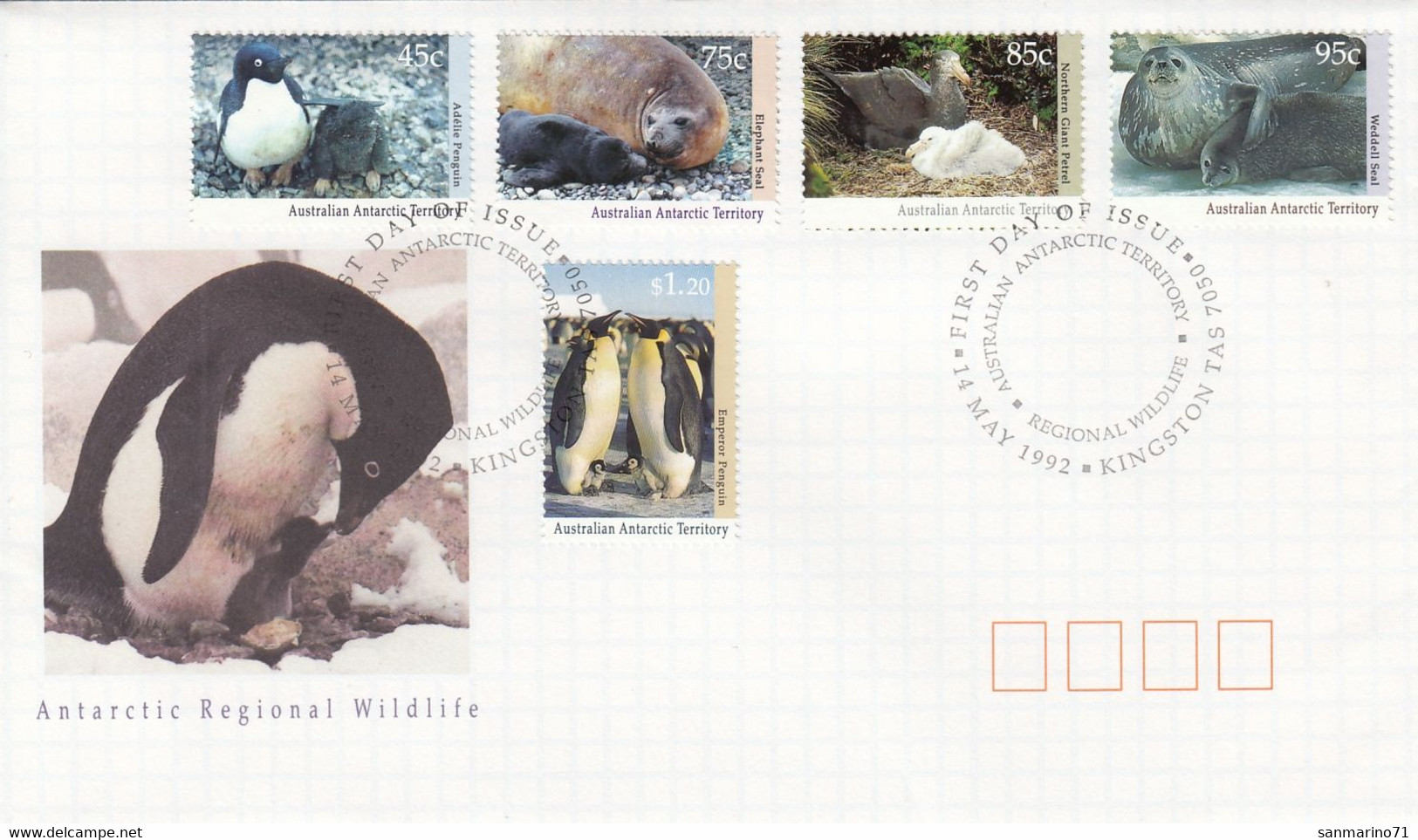 AUSTRALIA Antarctic FDC 90-94 - Fauna Antartica