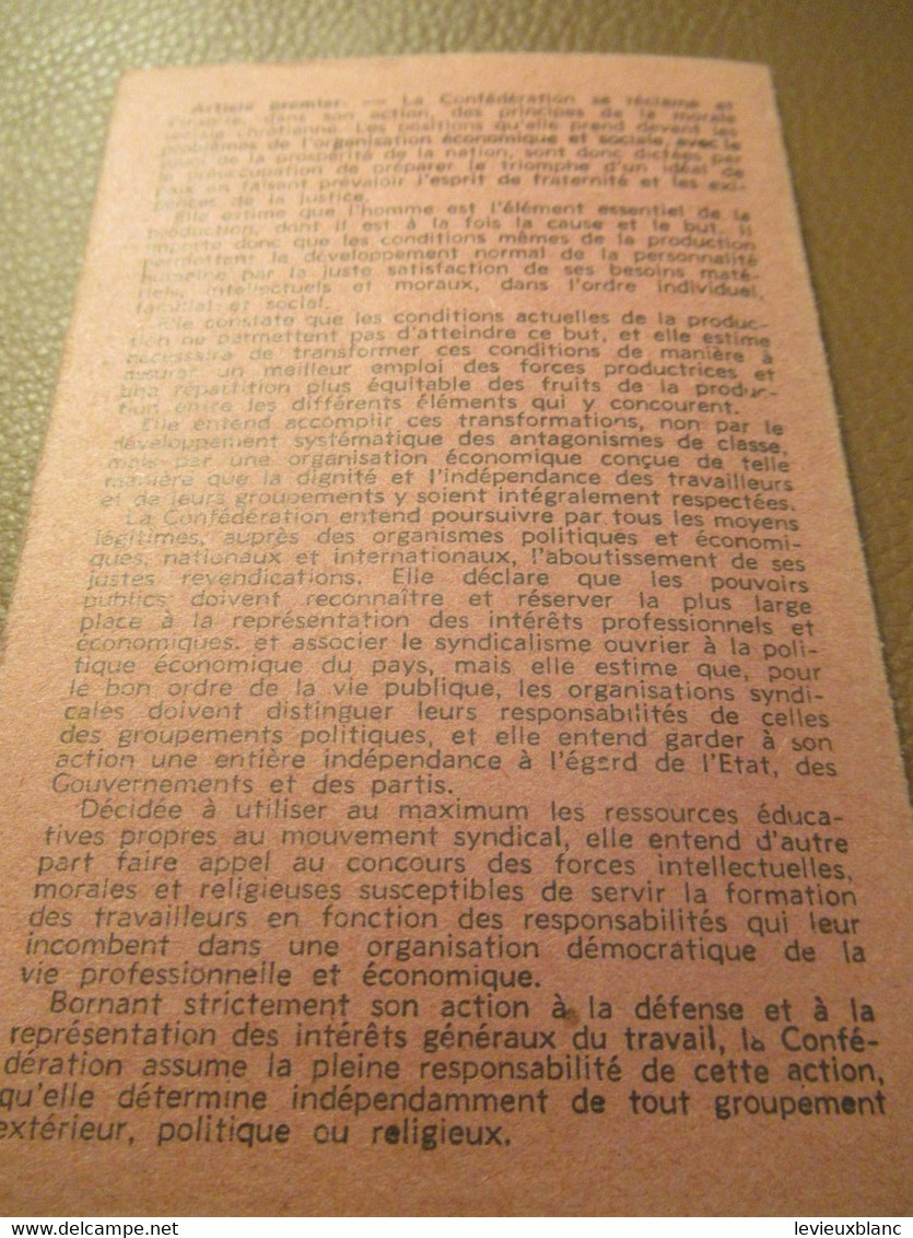 Carte Syndicale/C.F.T.C./ Carte Confédérale/Fédération Des Syndicats Chrétiens Des P.T.T./1951                    AEC221 - Cartes De Membre