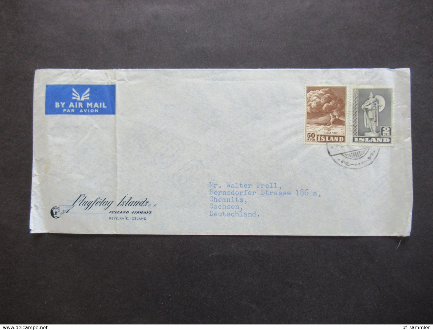 Kleiner Posten Island 1950 - 1966  mit 6 Belegen / Briefen inkl. 1 AK Vulkan Bedarf und FDC