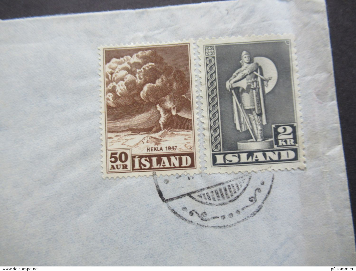 Kleiner Posten Island 1950 - 1966  mit 6 Belegen / Briefen inkl. 1 AK Vulkan Bedarf und FDC