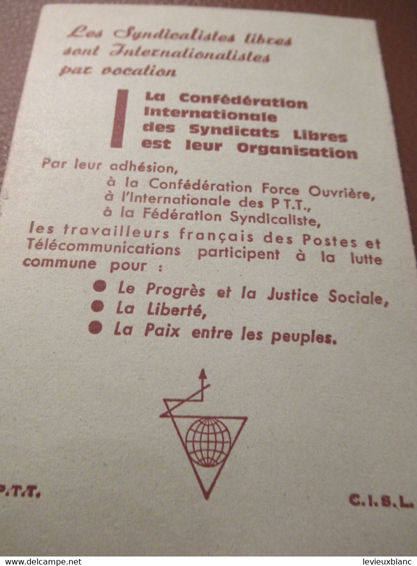 Carte Syndicale/F.O../ Carte Confédérale/Fédération Syndicaliste Des Travailleurs Des P.T.T./1975                 AEC225 - Cartes De Membre