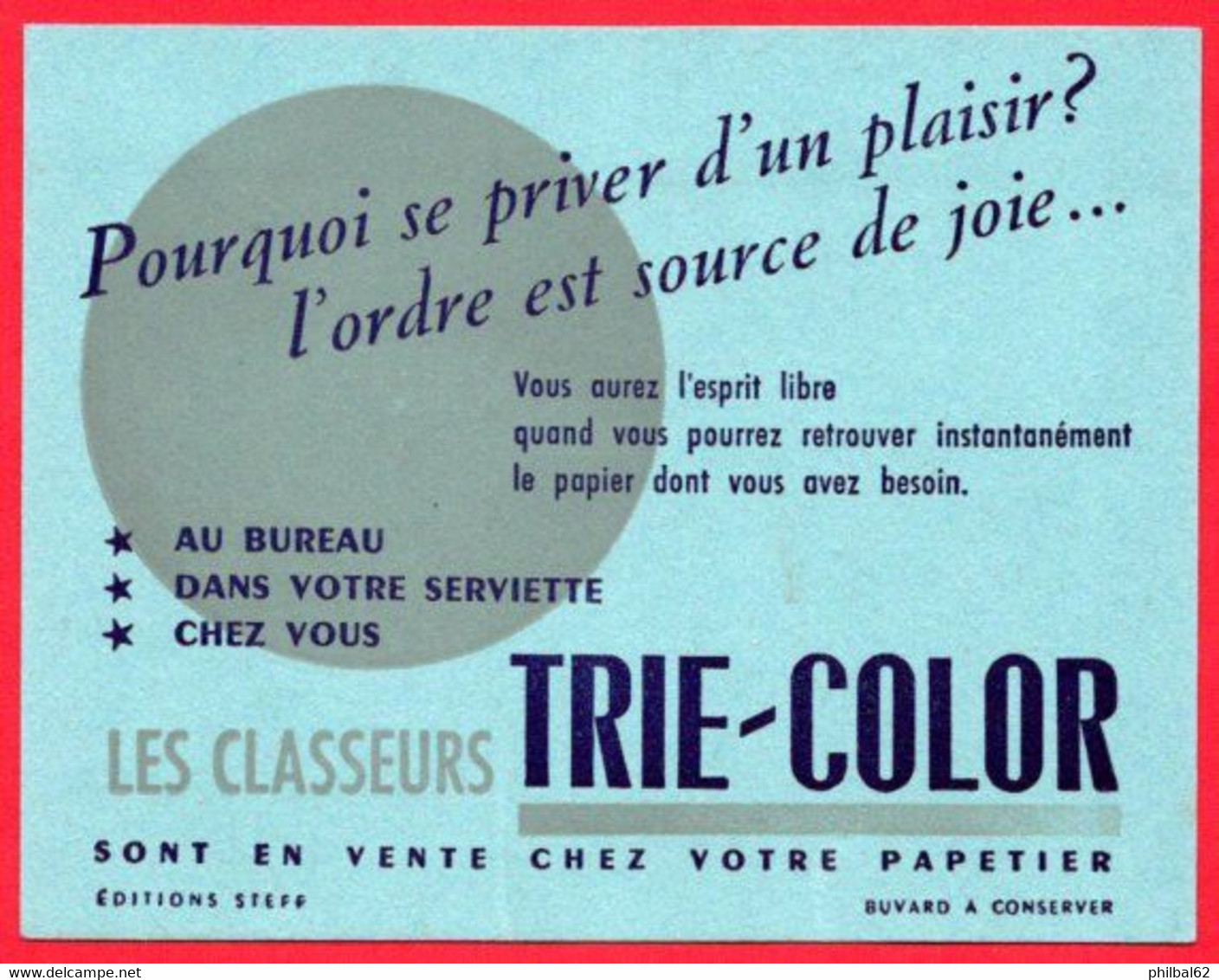 Buvard Classeurs Trie-Color. - Papeterie