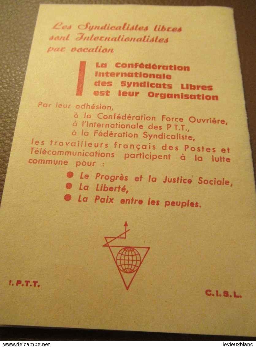 Carte Syndicale/F.O../ Carte Confédérale/Fédération Syndicaliste Des Travailleurs Des P.T.T./1977             AEC227 - Mitgliedskarten