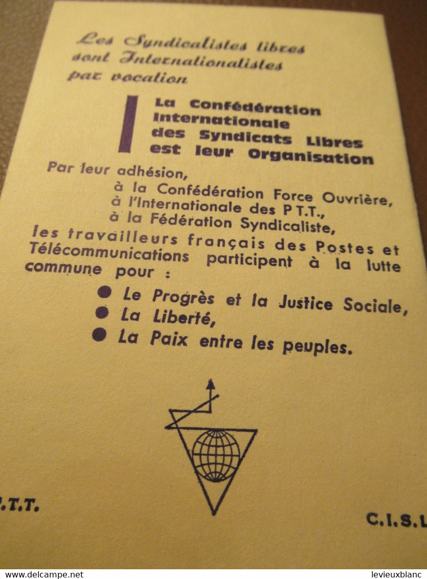 Carte Syndicale/F.O../ Carte Confédérale/Fédération Syndicaliste Des Travailleurs Des P.T.T./1978           AEC228 - Tarjetas De Membresía