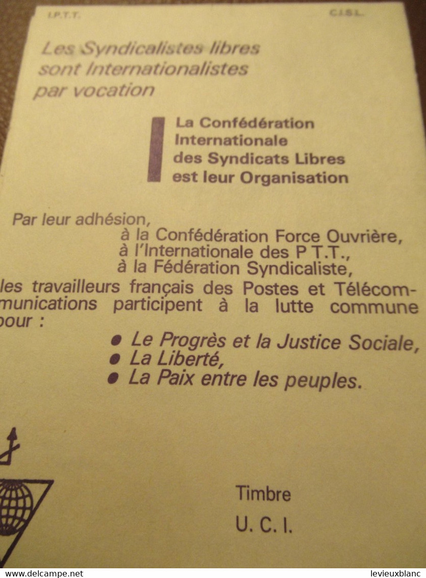 Carte Syndicale/F.O../ Carte Confédérale/Fédération Syndicaliste Des Travailleurs Des P.T.T./1982       AEC232 - Cartes De Membre