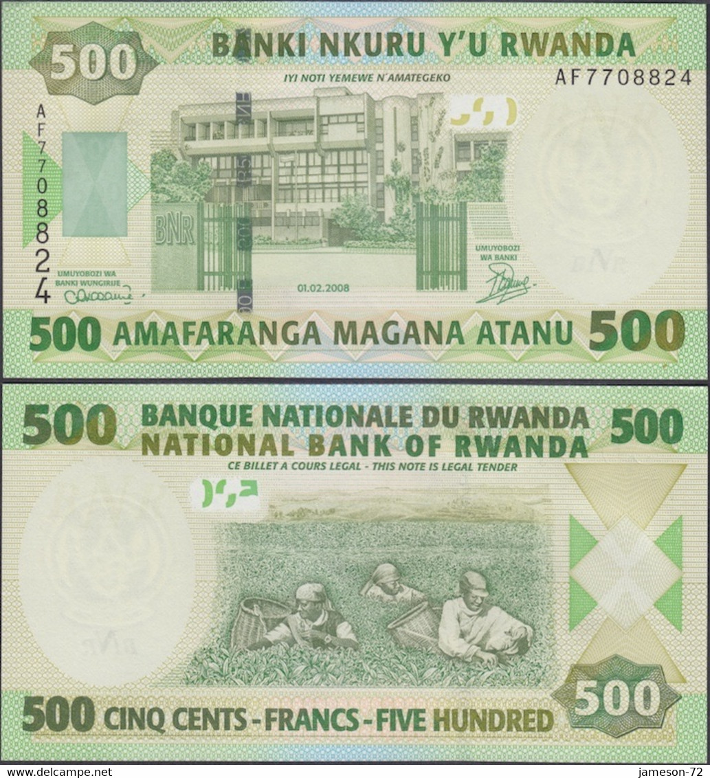 RUANDA - 500 Francs 2008 P# 34 Africa Banknote - Edelweiss Coins - Ruanda-Burundi