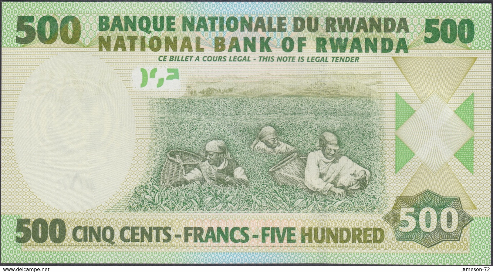 RUANDA - 500 Francs 2008 P# 34 Africa Banknote - Edelweiss Coins - Ruanda-Burundi