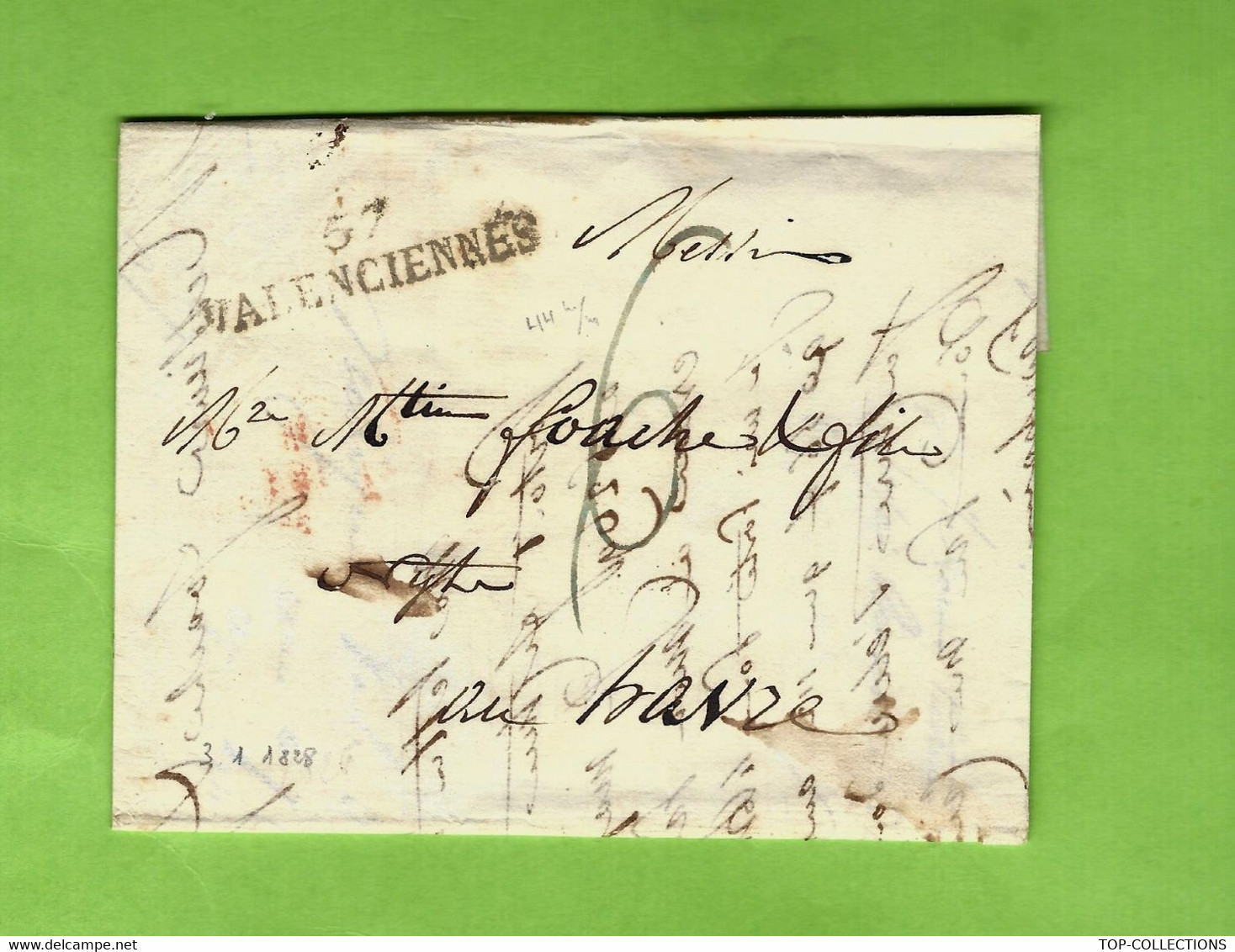 LAC 1828  Marque Postale « 57 VALENCIENNES » Nord Pour Foache Le Havre Seine Maritime V.SCANS - 1801-1848: Precursori XIX