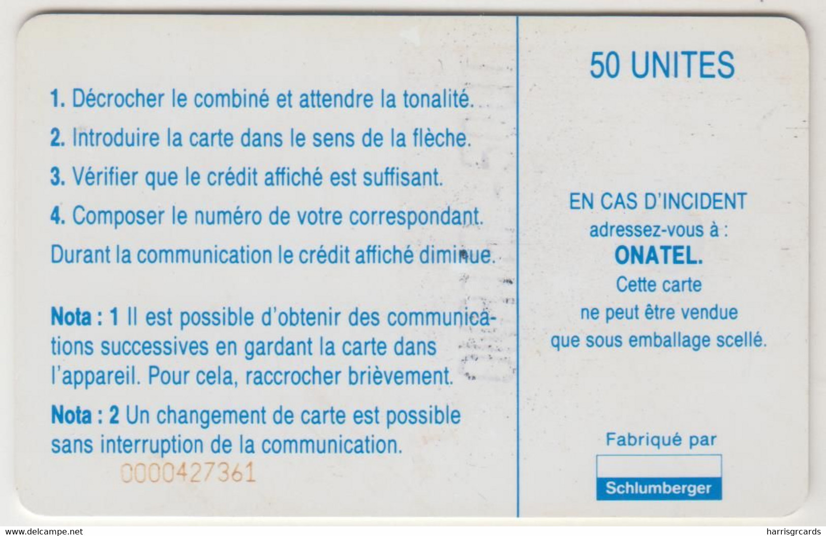 BURKINA FASO - White 50 (SC7 ISO), CN: 10 Red Digits, 50 U, Used - Burkina Faso