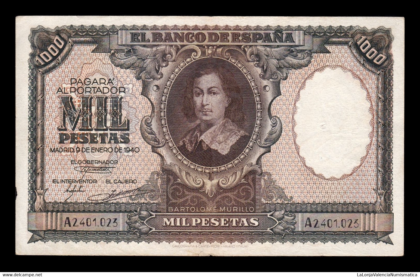 España Spain 1000 Pesetas Bartolome Murillo 1940 Pick 120 Serie A MBC/+ VF/+ - 1000 Peseten