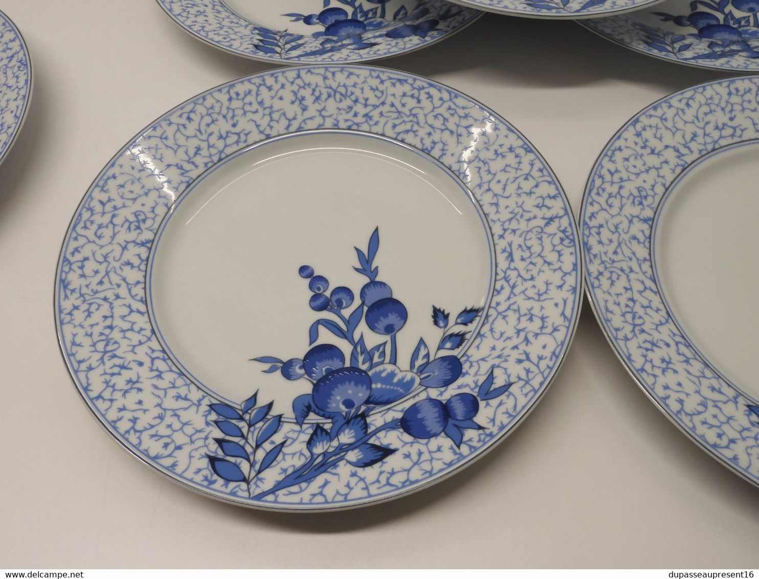 *6 GRANDES ASSIETTES PLATES PORCELAINE LIMOGES PHILIPPE DESHOULIERES BRACIEUX   E - Limoges (FRA)