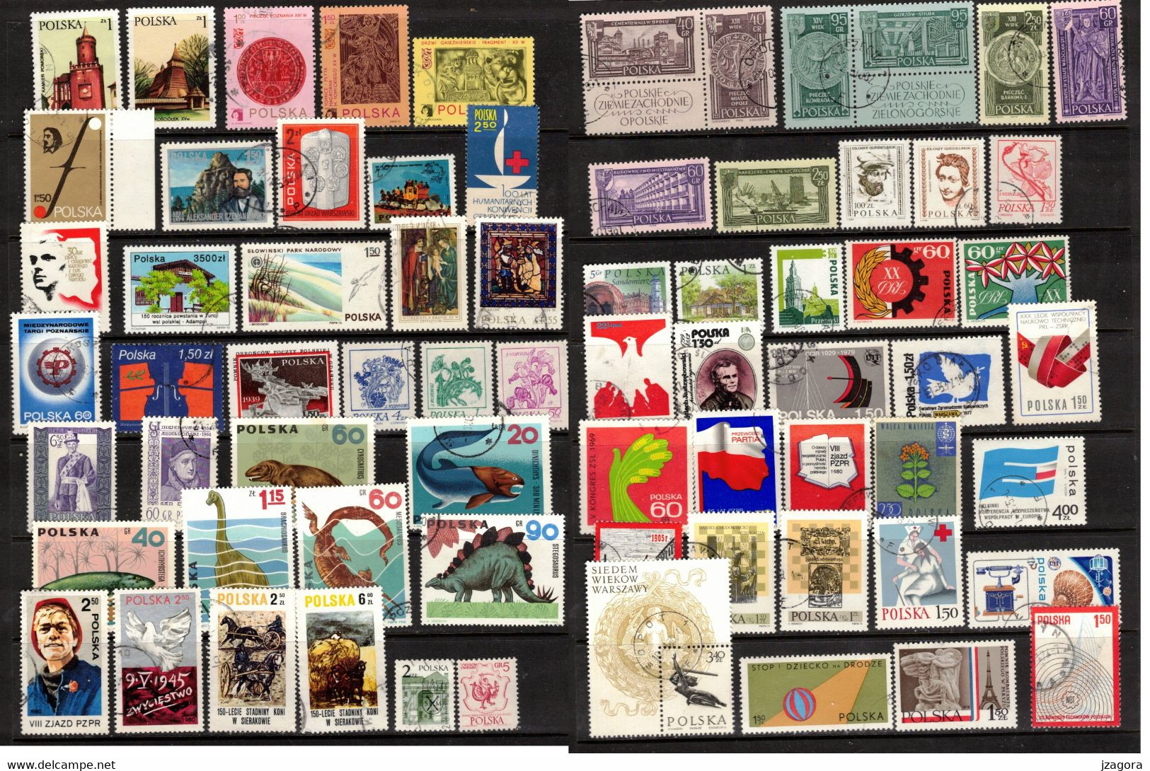 POLAND POLEN POLOGNE COLLECTION 68 USED VARIOUS STAMPS MANYY WITH GUM  History Dinosauries - Collections