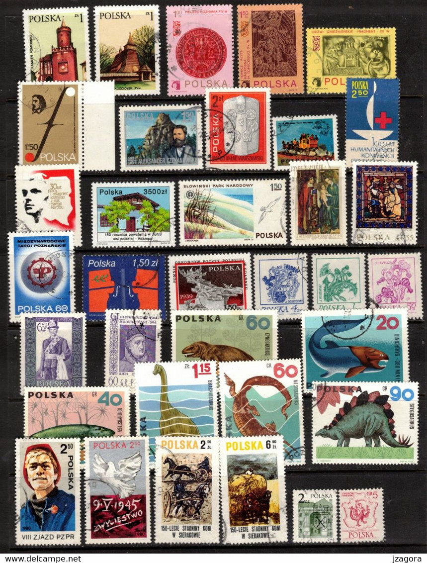 POLAND POLEN POLOGNE COLLECTION 68 USED VARIOUS STAMPS MANYY WITH GUM  History Dinosauries - Collections