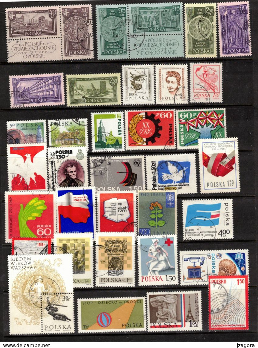 POLAND POLEN POLOGNE COLLECTION 68 USED VARIOUS STAMPS MANYY WITH GUM  History Dinosauries - Collections